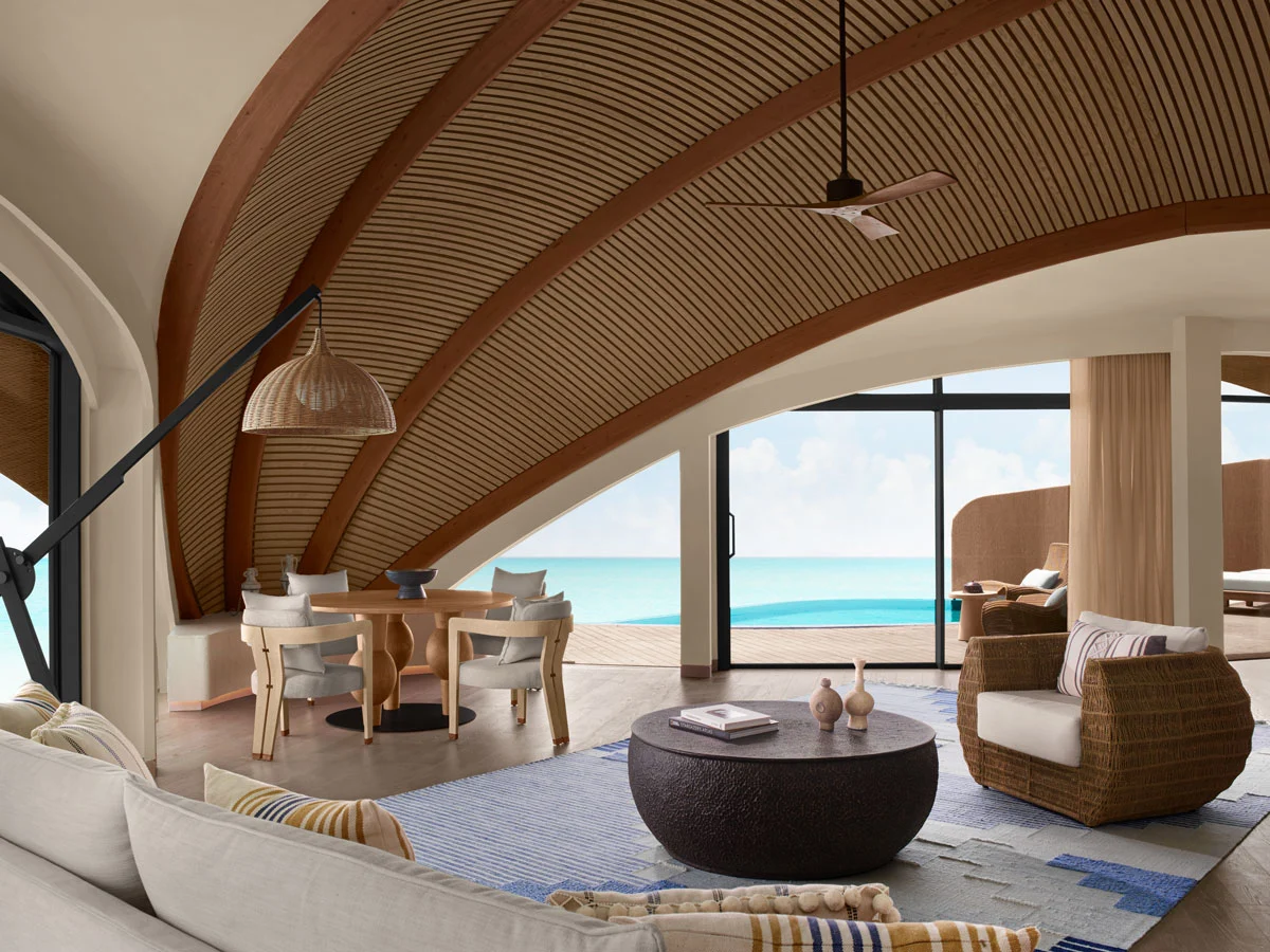Nujuma Two Bedroom Overwater Villa Wohnzimmer