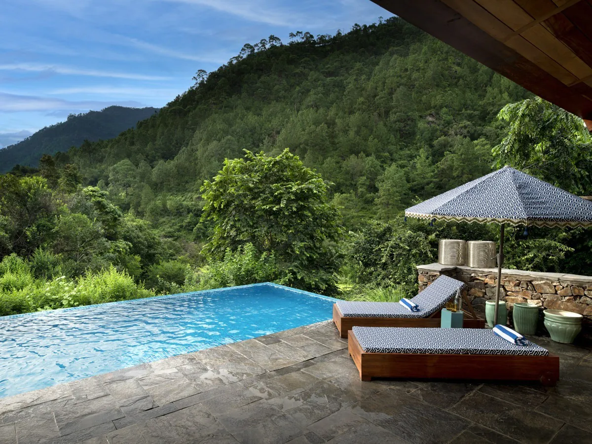 andBeyond Punakha River Lodge Tented Suite Pool Deck